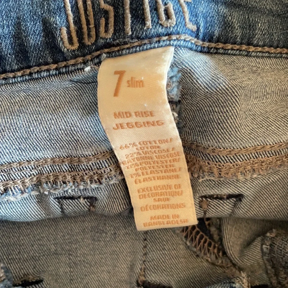 Justice‎ blue jean mid rise jeggings size 7 slim